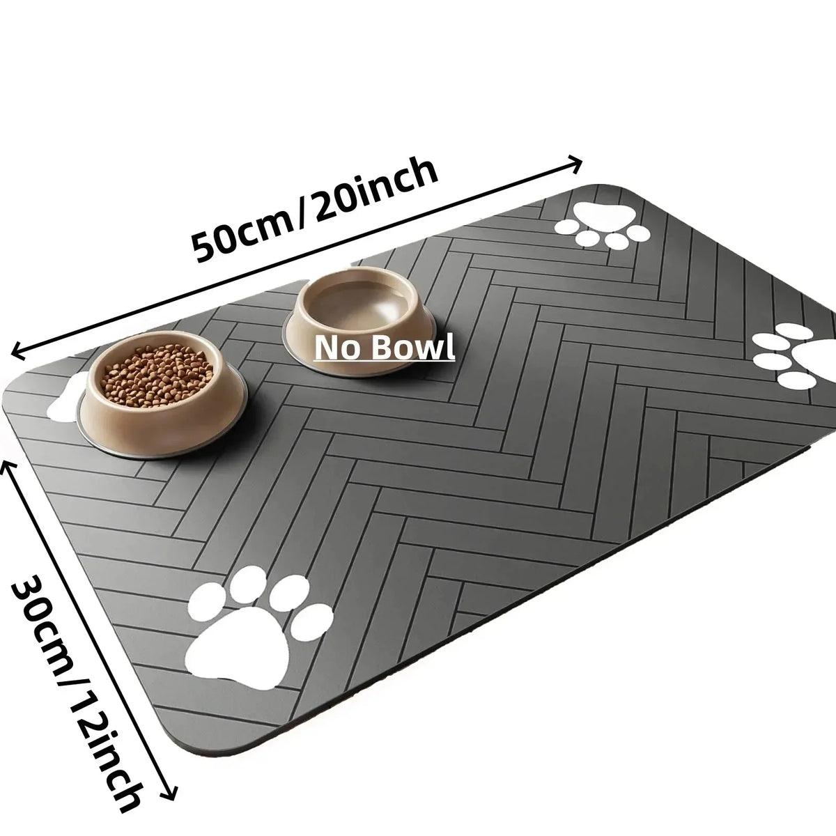 Absorbent Pet Feeding Mat – Non-Slip Waterproof Food Bowl Mat Pet Feeding Mat Babs 30X50cm Black
