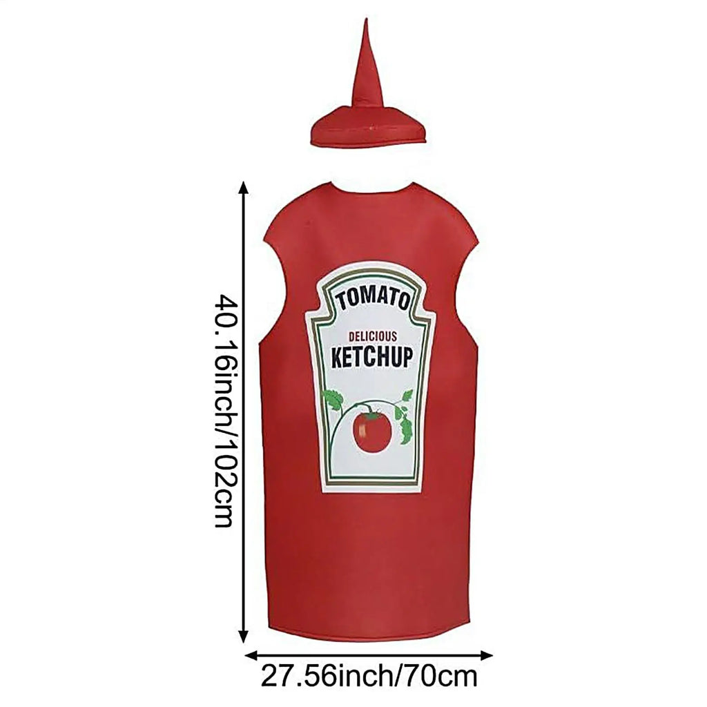 Ketchup Bottle Costume – Unisex Halloween Cosplay Jumpsuit Halloween Costume Babs