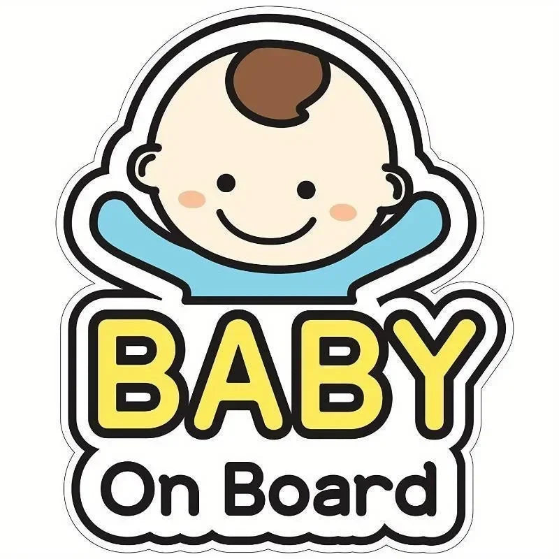 Cute Cartoon Baby On Board Car Window Sticker Decal Car Window Decal Babs