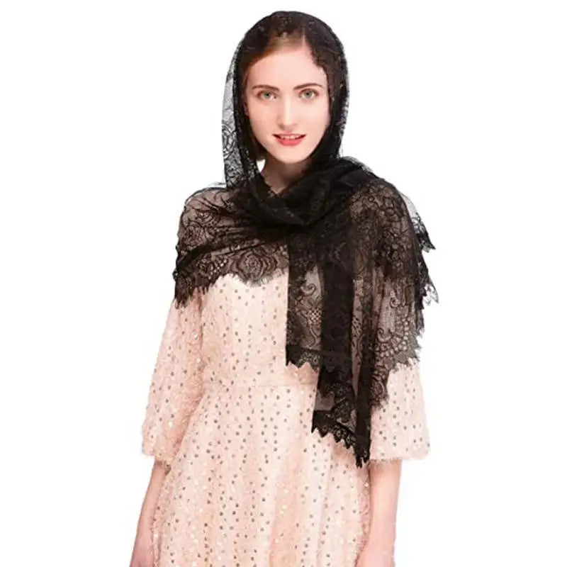 Women's Lace Tassel Mantilla Veil Long Scarf & Shawl Lace Tassel Scarf Babs