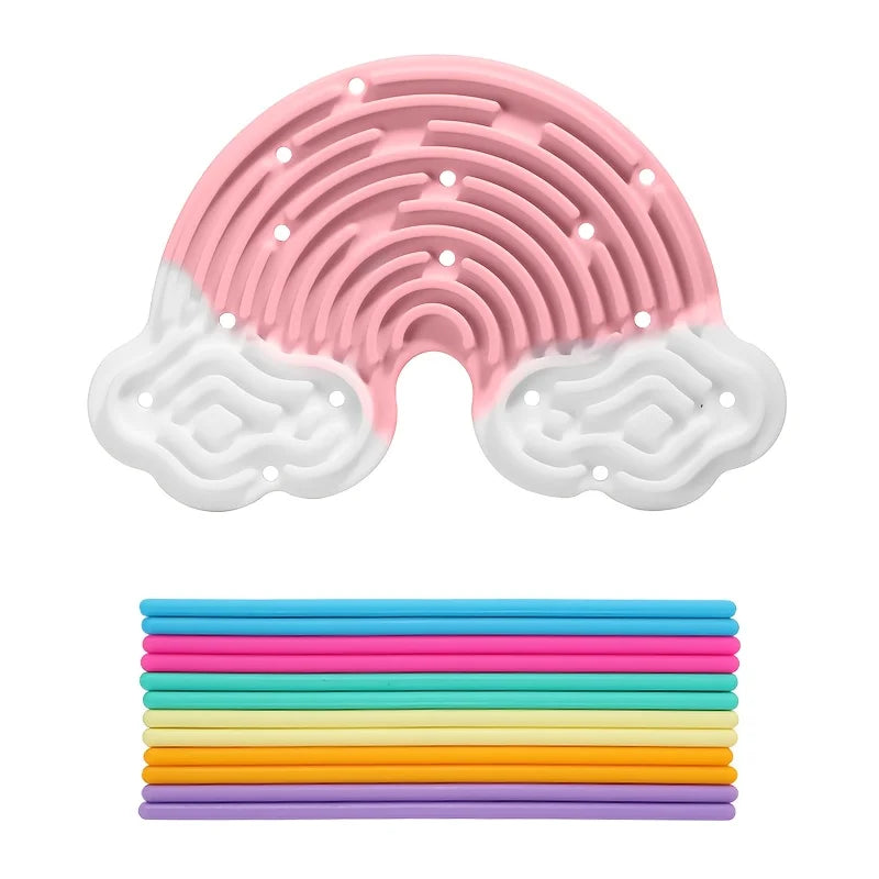 Rainbow Cloud Double-Sided Silicone Busy Board for Kids Sensory Busy Board Babs Pink