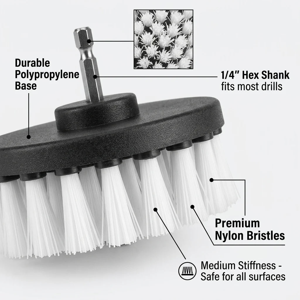 4-Piece Soft Drill Brush Attachment Set – Power Scrubber Kit Drill Brush Set Babs