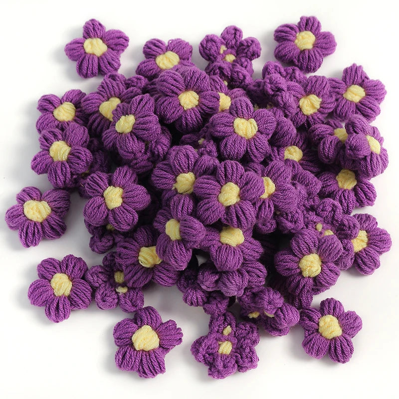 10/20Pcs 4cm Wool Flower Heads DIY Hair Clips Crafts Home Décor DIY Floral Embellishment Babs Purple 10pcs