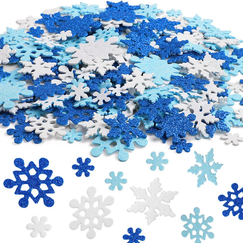 100Pcs 3D Glitter Snowflake Foam Stickers – Christmas DIY Decor Craft Foam Stickers Babs 100pcs