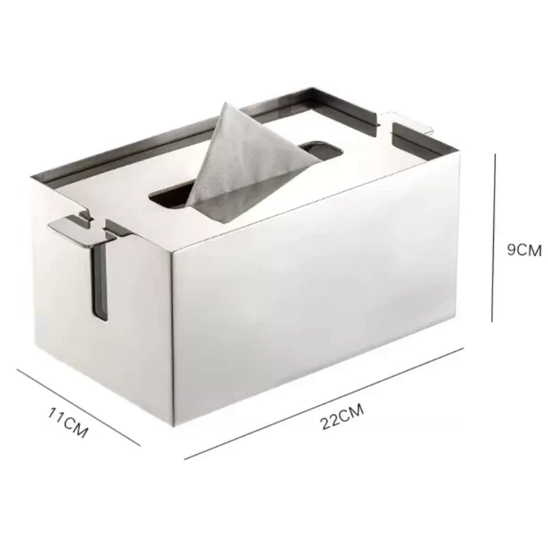 Luxury Rectangular Stainless Steel Tissue Box – Silver Tissue Box Holder Babs Sliver