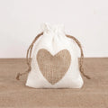10Pcs Heart Burlap Jute Drawstring Bags – Rustic Gift Pouches Burlap Gift Bags Babs white 10x14cm