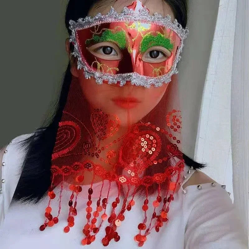 24pcs Lace Half Face Masquerade Masks with Veil | Party Set Masquerade Mask Set Babs
