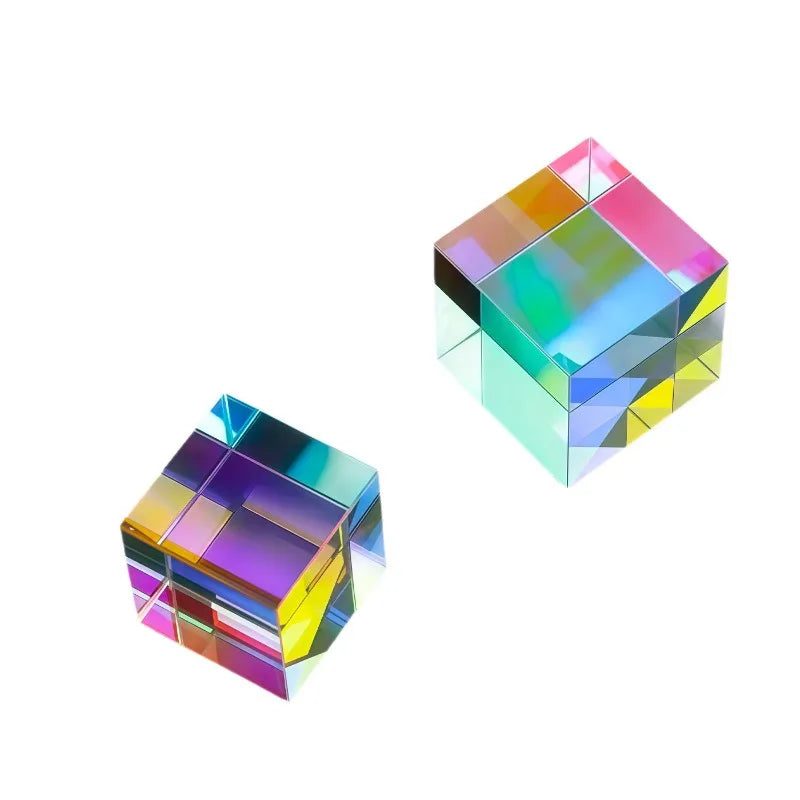 Prism Crystal Cube Sun Catcher – Rainbow Light Dispersion Décor Crystal Sun Catcher Babs