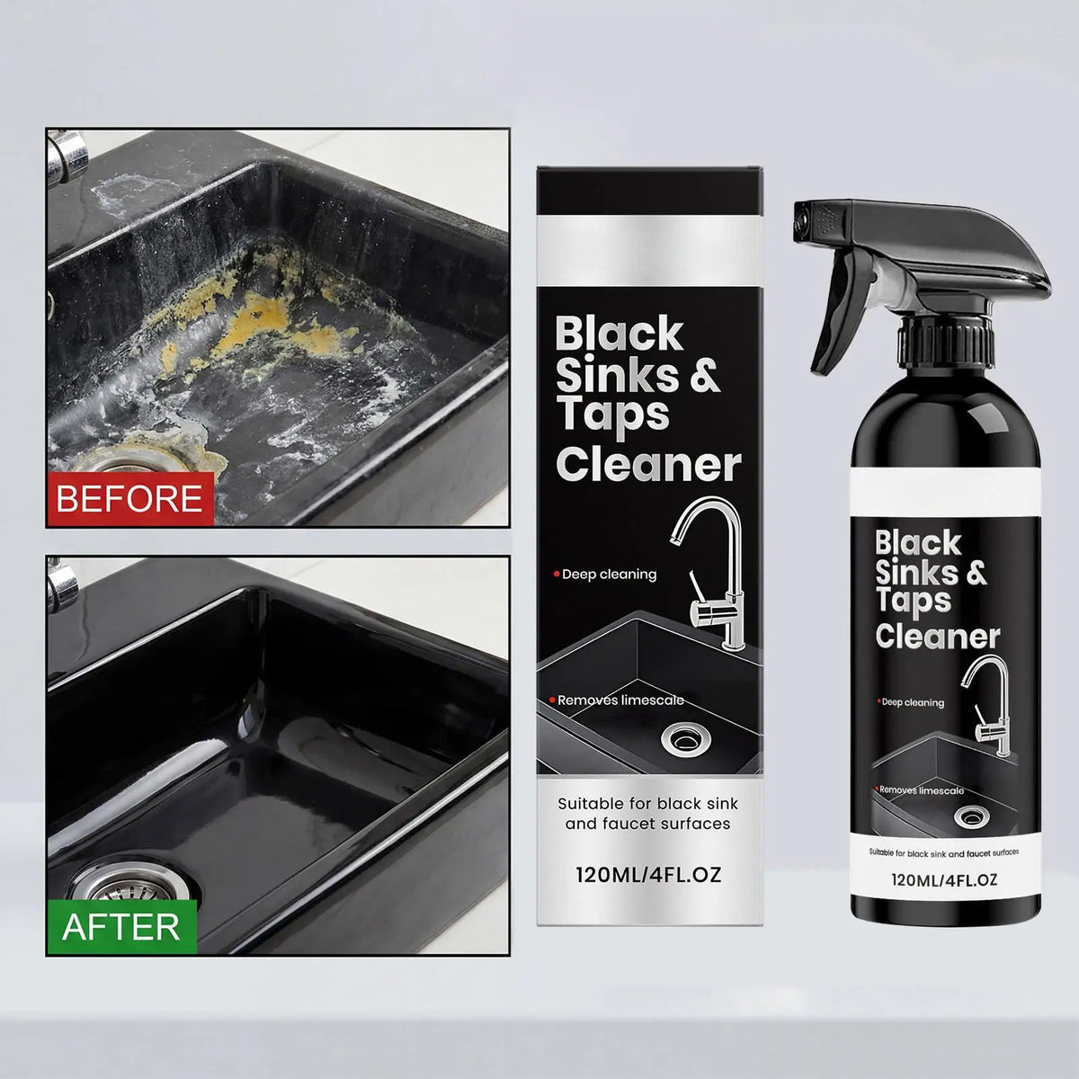 Hard Water Stain Remover Spray 120ml – Metal Gloss Restorer Surface Stain Remover Babs