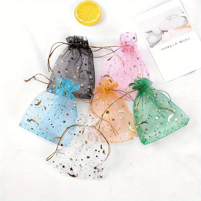 100pcs Organza Gift Bags Star Moon Hot Stamp – Jewelry & Candy Organza Gift Bags Babs