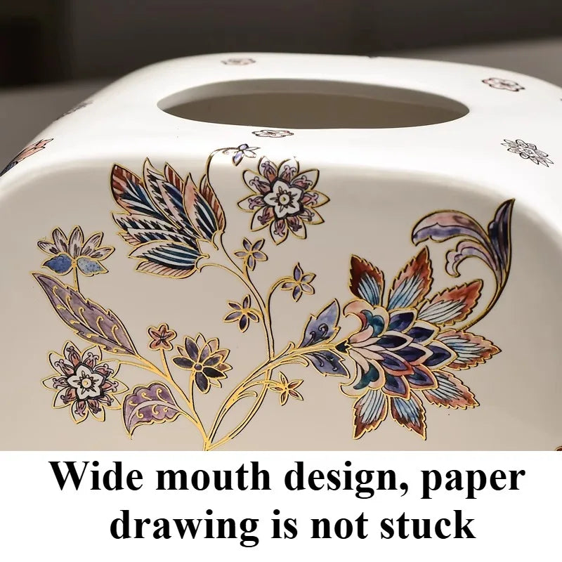 Vintage Ceramic Tissue Box – Hand-Painted Floral Nordic Décor Ceramic Tissue Holder Babs