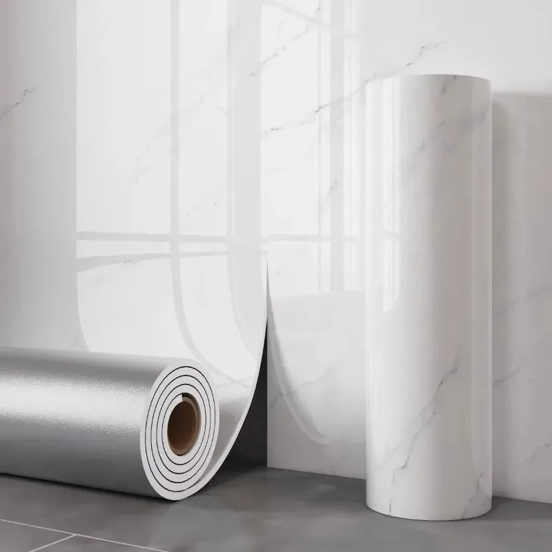 Peel & Stick Marble Wall Panel 300x40cm – Waterproof Foam Peel & Stick Wallpaper Babs White-1Roll