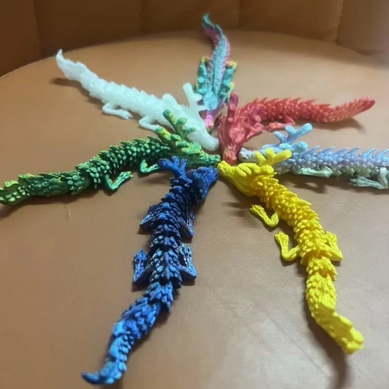 12cm Articulated Chinese Dragon Figurine 3D Printed Desk Ornament Dragon Figurine Babs