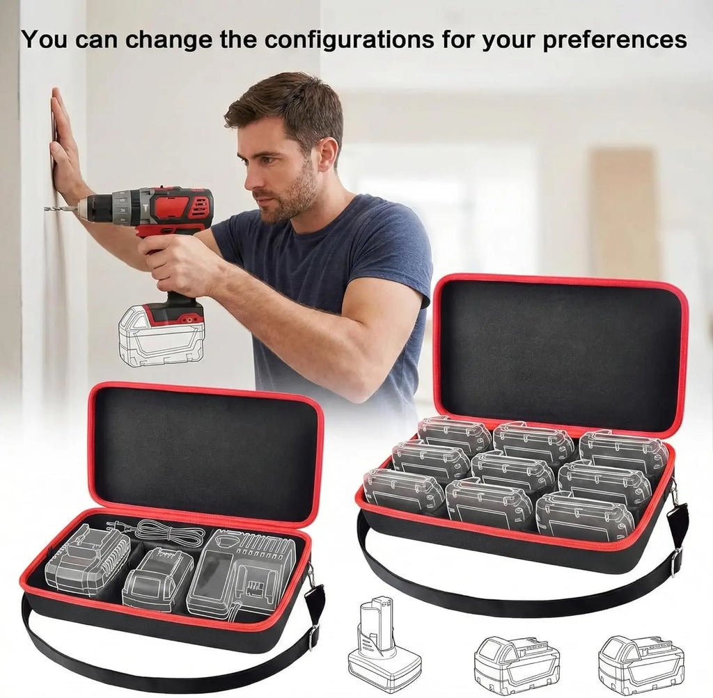 Extra Large Hard Battery Carrying Case – Tool Batteries & Charger Battery Storage Case Babs