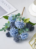 Artificial Silk Dandelion Chrysanthemum Flowers – Wedding & Home Decor Artificial Silk Flowers Babs Blue 1 pc