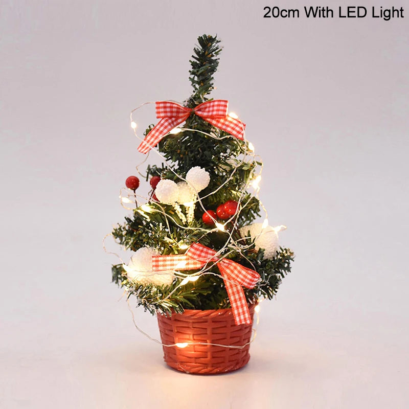Mini Artificial Christmas Tree with LED Light Balls – Table Decor Tabletop Christmas Tree Babs 20cm red with LED as picture