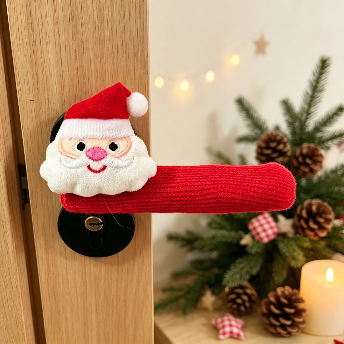2Pcs Santa Door Handle Gloves with Bells – Christmas Décor Christmas Door Decor Babs