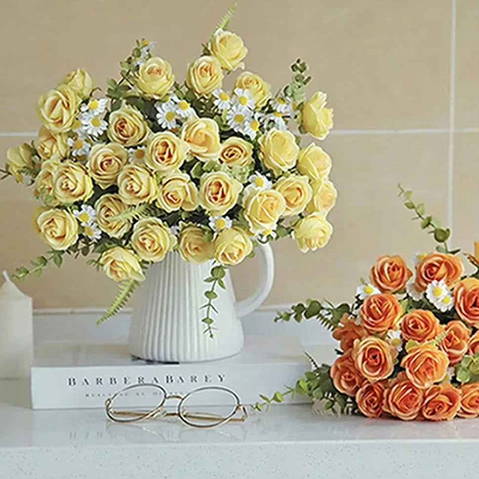 Silk Rose Artificial Flower Bouquet – Wedding & Home Decor Artificial Flower Bouquet Babs