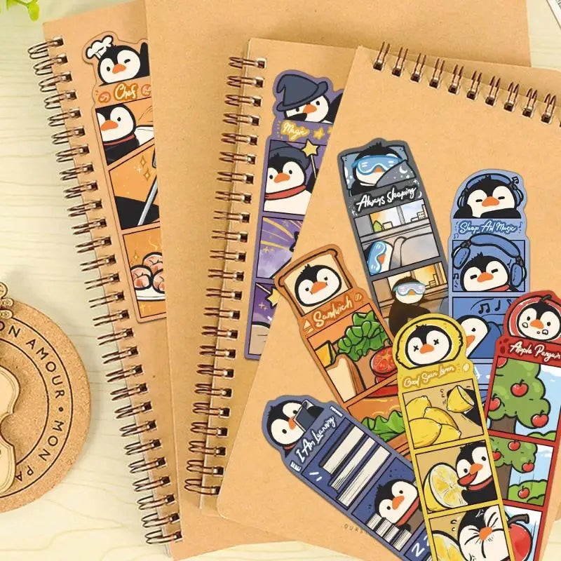 30pcs Cartoon Penguin Bookmarks Set – Fun Reading Stationery Bookmark Set Babs