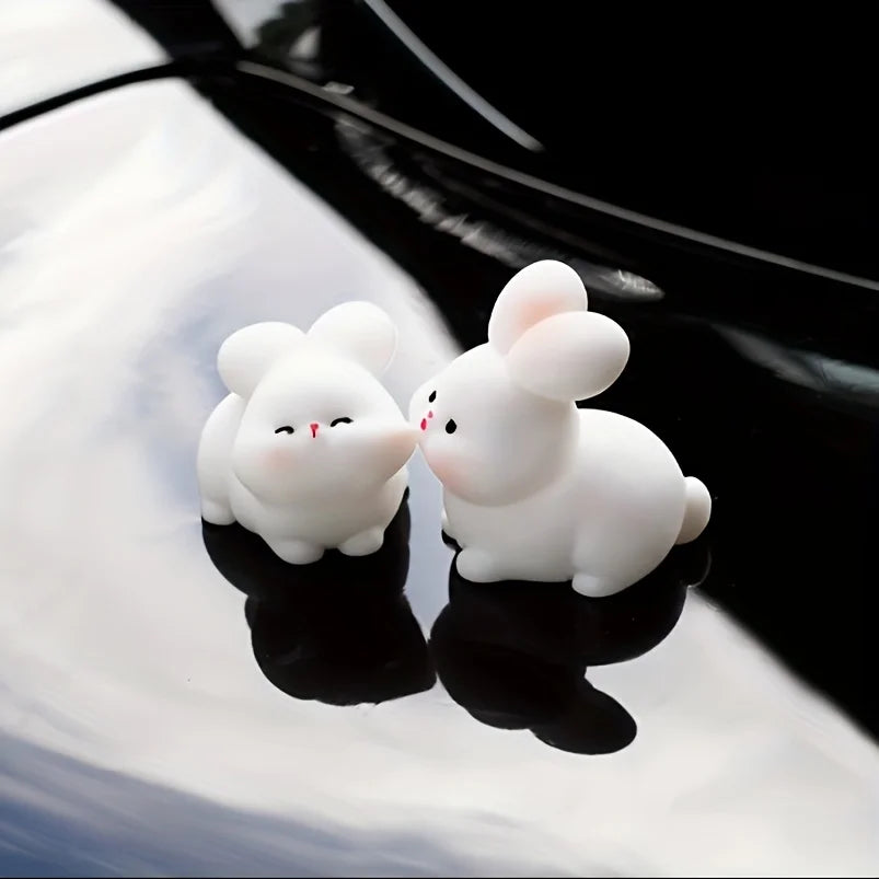 2pcs Easter Bunny Couple Car Rearview Mirror Ornament Set Car Interior Ornament Babs