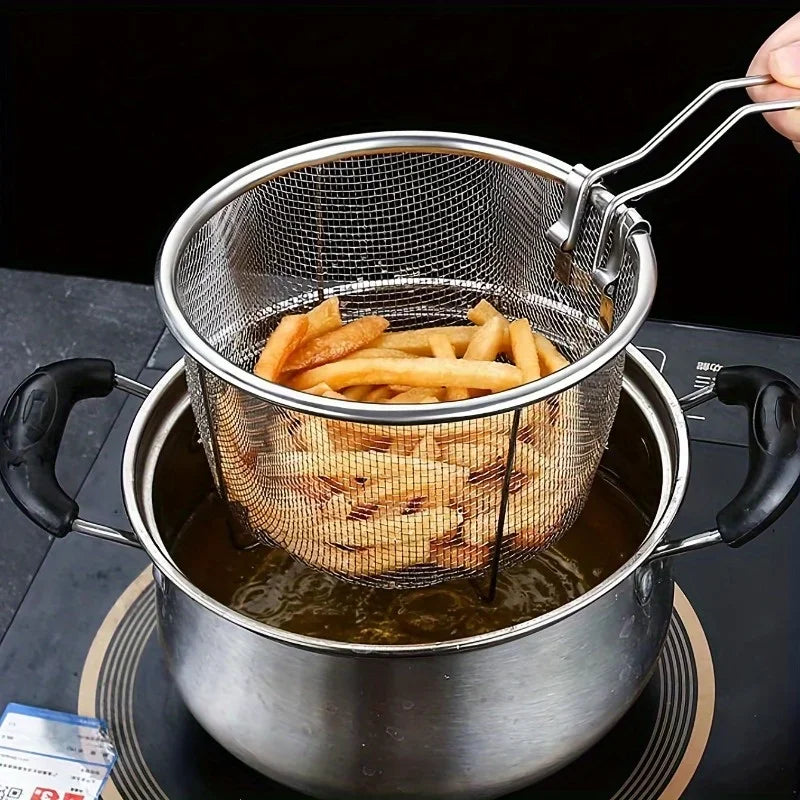 Stainless Steel Frying Basket & Noodle Strainer Spoon Kitchen Strainer Basket Babs