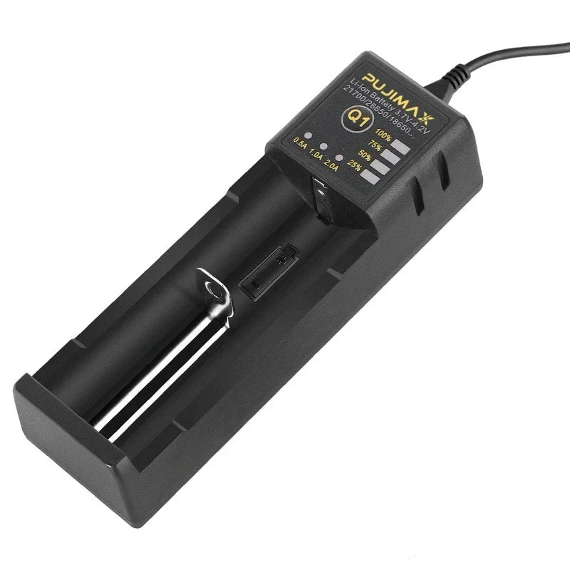 Smart Li-ion Battery Charger – 18650, 26650, 21700 & More Li-ion Battery Charger Babs Black