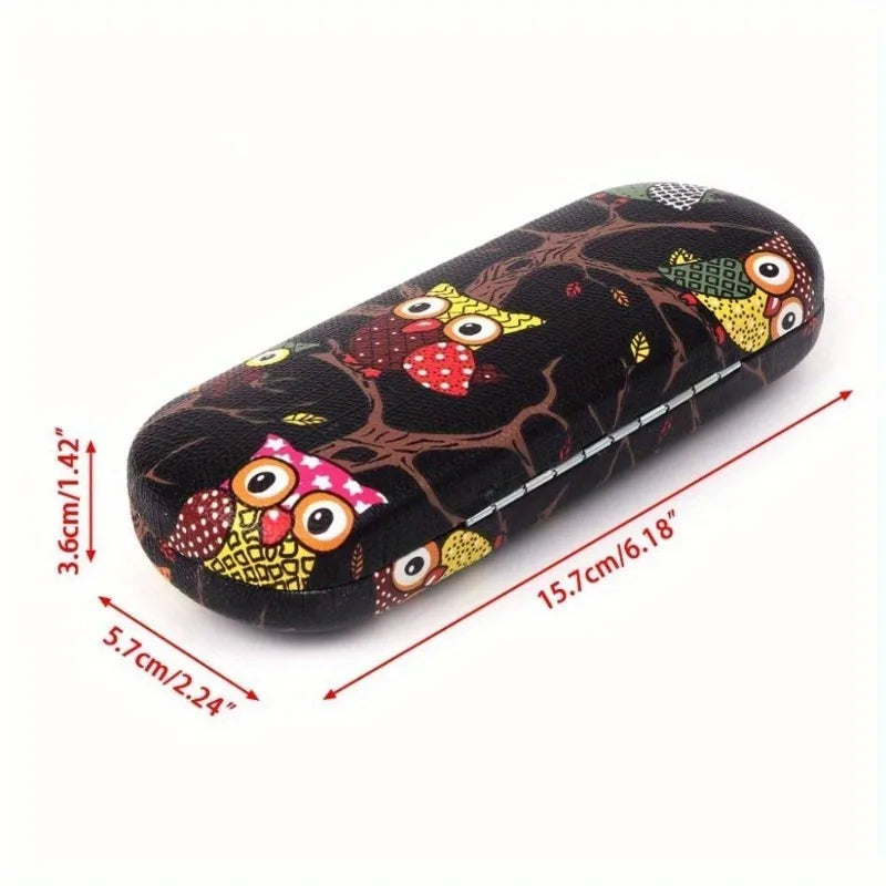 Cute Owl Hard Leather Eyeglasses Case – Portable Glasses Box Eyeglasses Case Babs
