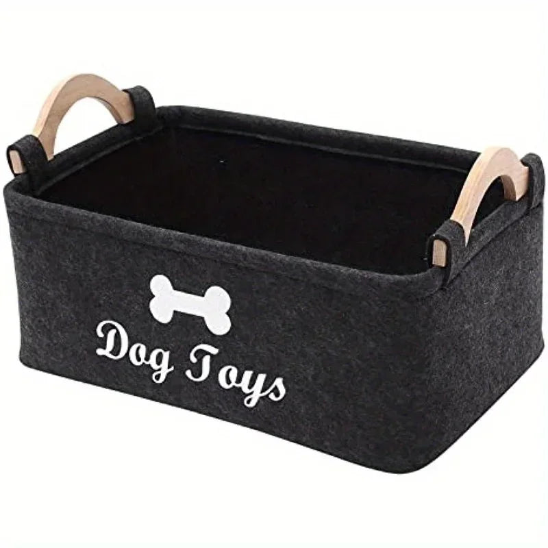 Felt Pet Toy Box – Dog Toy Storage Basket Organizer Pet Toy Storage Basket Babs M