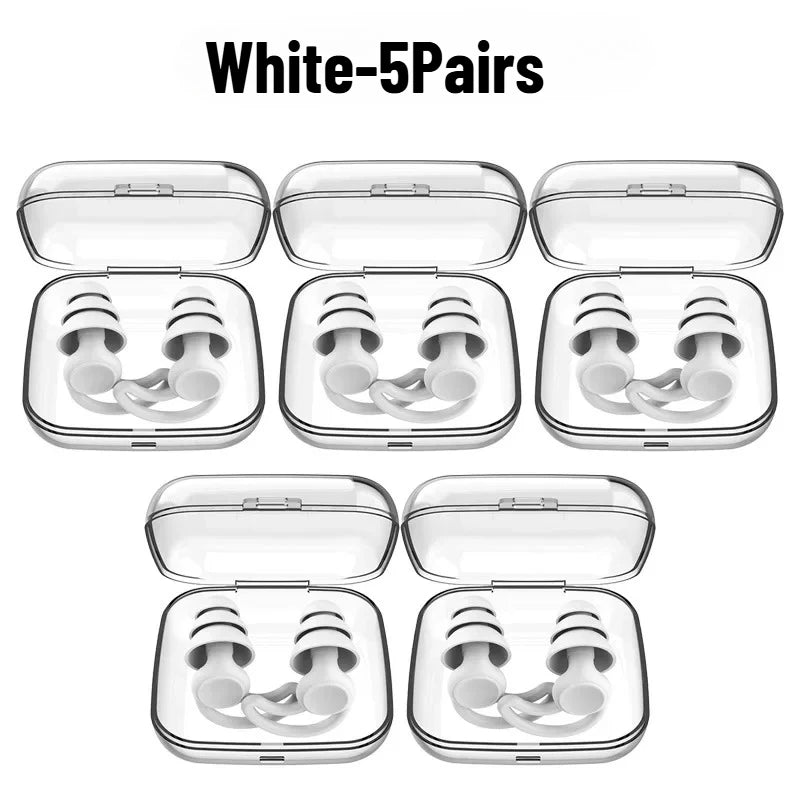 Soft Silicone Earplugs – Noise Reduction & Swimming Silicone Earplugs Babs White-5Pairs