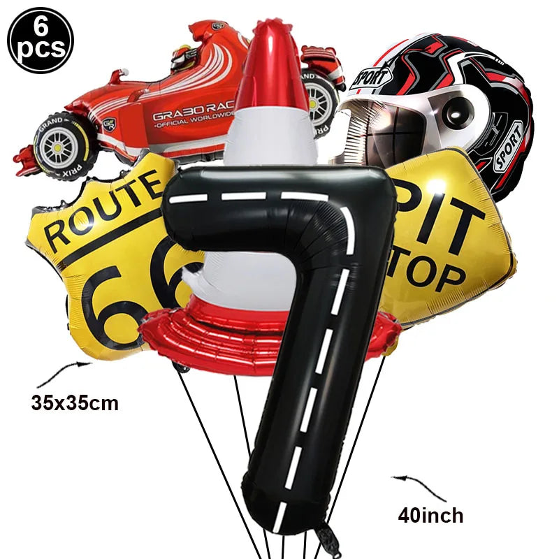 6-Piece Race Car Balloon Kit – Racing Birthday Party Decor Party Balloon Kit Babs C Number 7 As picture show