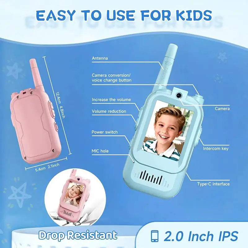 HUXUAN Video Walkie Talkies for Kids 2-Pack | HD Screen & Camera Kids Video Walkie Talkie Babs