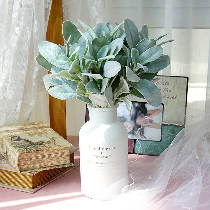 3/6Pcs Faux Lamb's Ear Greenery Stems for Wedding & DIY Crafts Artificial Greenery Stems Babs
