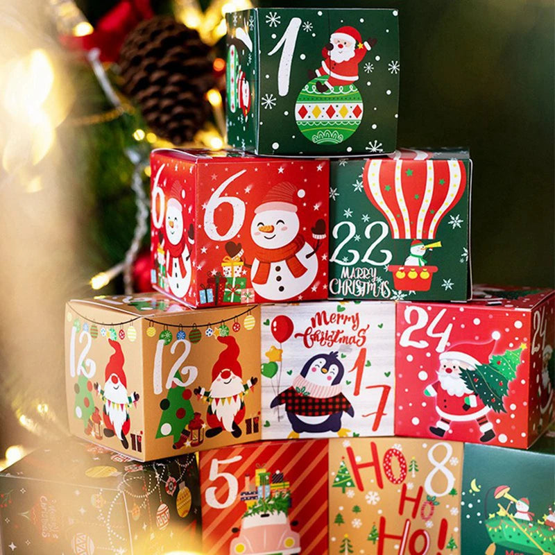 24-Day Christmas Advent Calendar Kraft Paper Gift Boxes Set Advent Calendar Boxes Babs