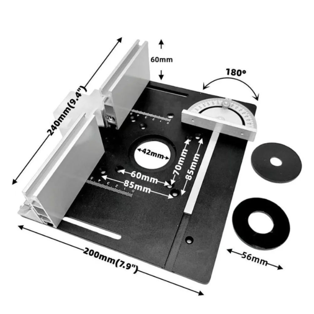 Aluminum Alloy Router Table Insert Plate & Miter Gauge Guide Router Table Insert Babs Black