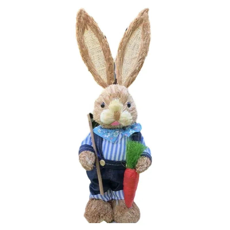 Easter Straw Bunny Decor 35cm – Rustic Handmade Decoration Easter Bunny Decor Babs A-1PCS 35CM