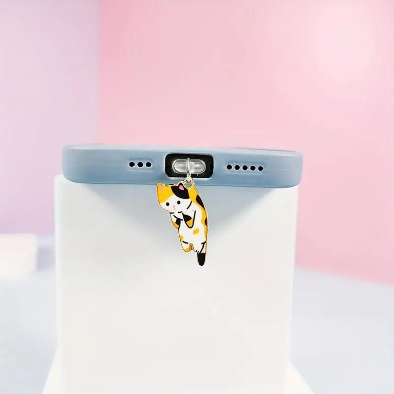 Alloy Dripping Kitten Pendant & Phone Dust Plug Keychain Charm Decorative Pendant Charm Babs one size A2