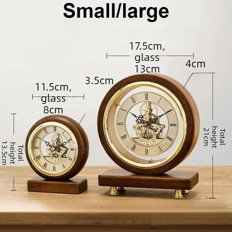 Vintage Solid Wood Desk Clock – Silent Movement, Walnut Finish Vintage Desk Clock Babs
