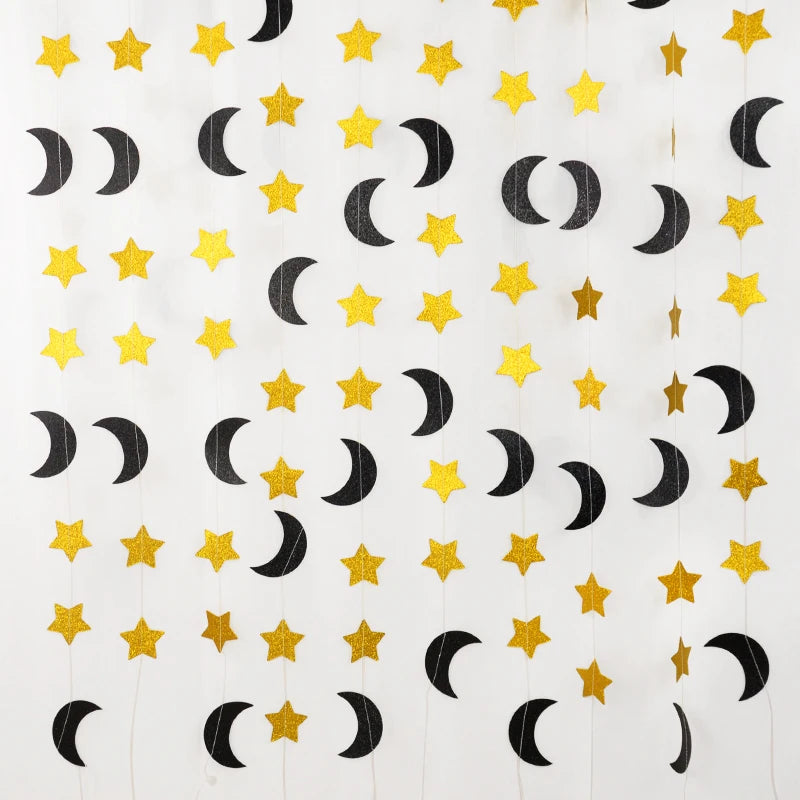 Star Moon Paper Banner Garland – Eid Mubarak Ramadan Decor Party Banner Garland Babs C