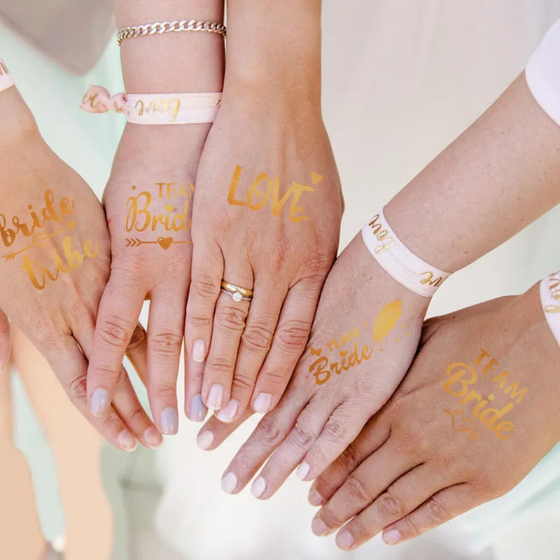 10Pcs Gold Team Bride Tattoo Stickers – Bachelorette Party Temporary Tattoo Stickers Babs
