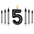7-Pc Racing Car Birthday Candles & Checkered Cake Topper Set Birthday Cake Candles Babs Number5 Set
