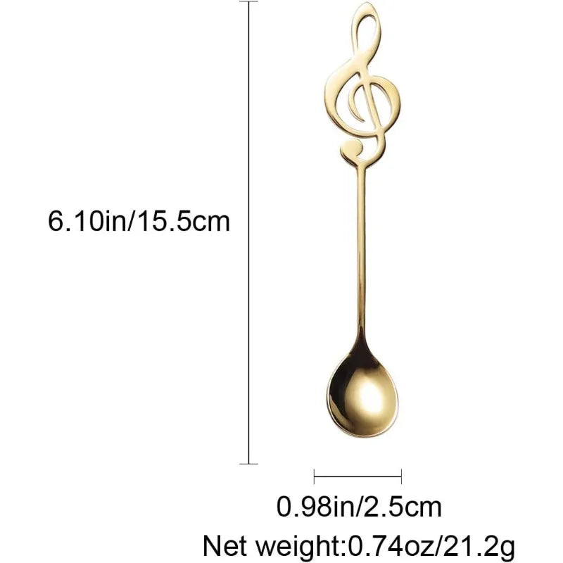 Music Note Teaspoons Set of 6 – Stainless Steel Coffee Spoons Decorative Teaspoon Set Babs