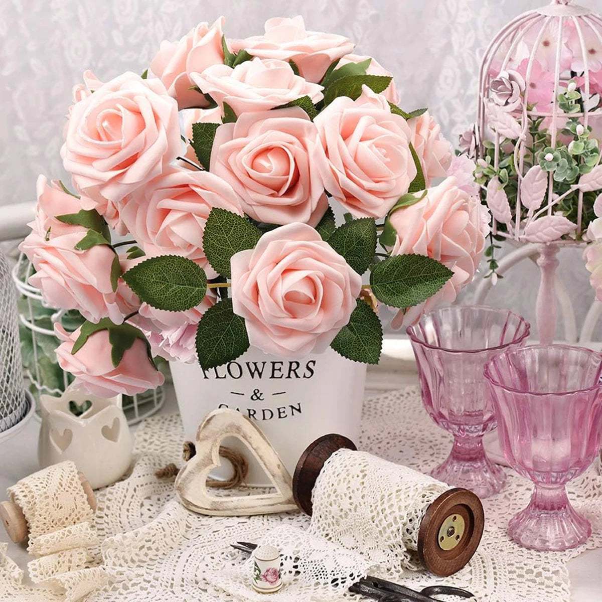 30 PCS PE Foam Artificial Roses – Wedding & Party Décor Artificial Flowers Babs