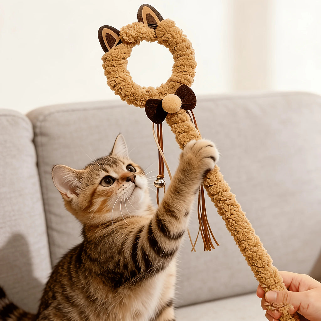 Plush Cat Stick Toy with Bells & Tassels | Interactive Wand Cat Wand Toy Babs