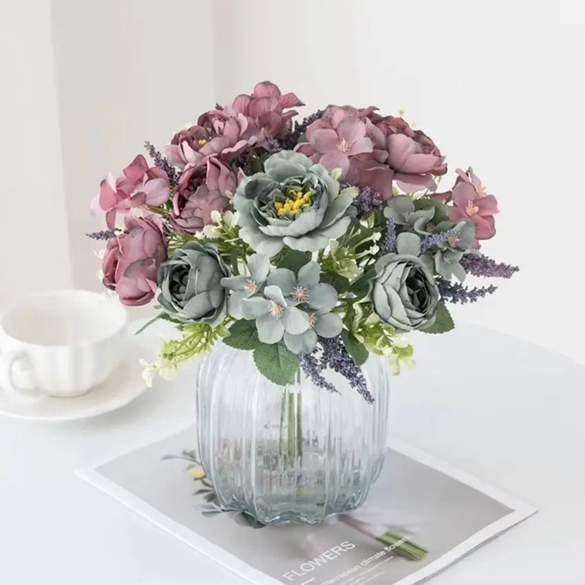 Artificial Silk Hydrangea Peony Flower Bundle – Wedding & Home Decor Artificial Flower Bundle Babs