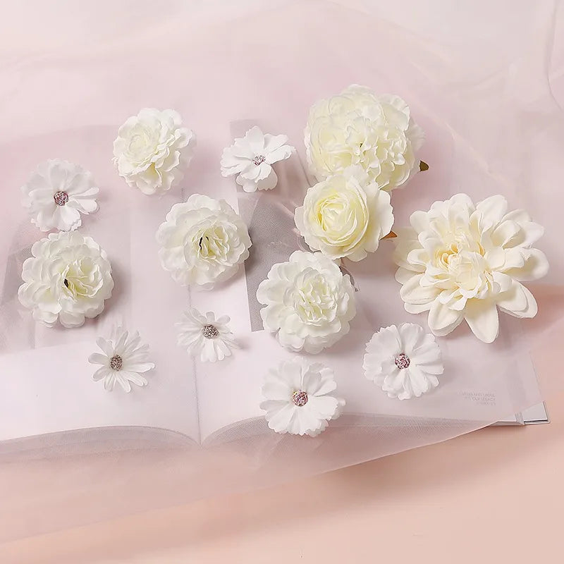 White Artificial Rose Flower Heads – Wedding & Home Decor Artificial Flower Heads Babs