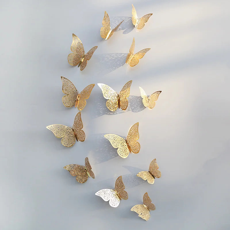 12Pcs 3D Butterfly Wall Stickers – Kids Room & Home Decor Wall Sticker Decals Babs gold2