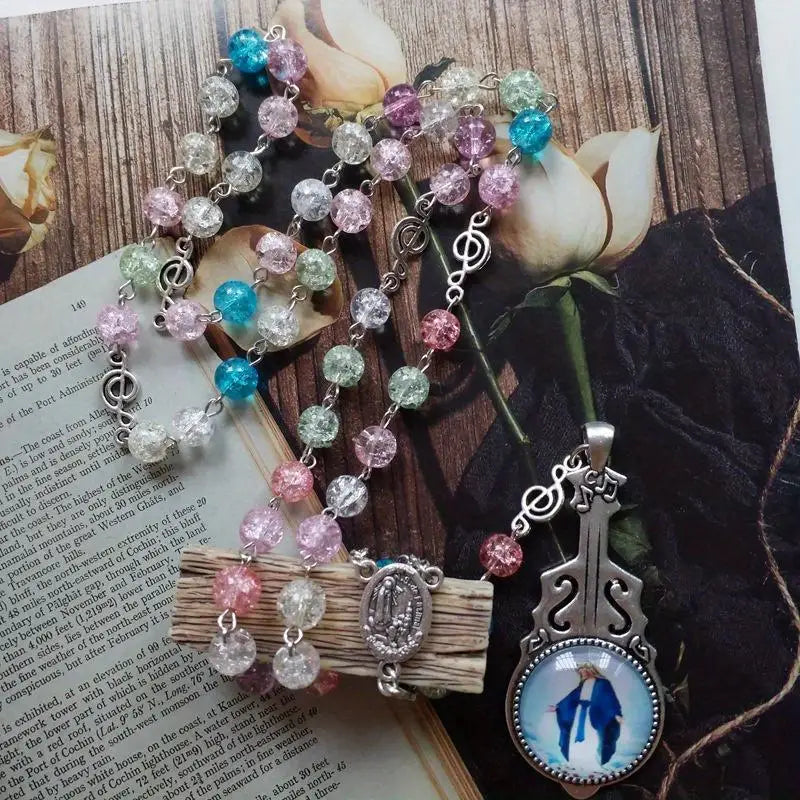 Catholic Rosary Bead Necklace – Long Chain Crucifix Pendant Rosary Bead Necklace Babs