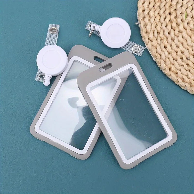 Retractable Card Sleeve – ID Badge & Bus Card Holder Badge Reel Holder Babs Gray-2