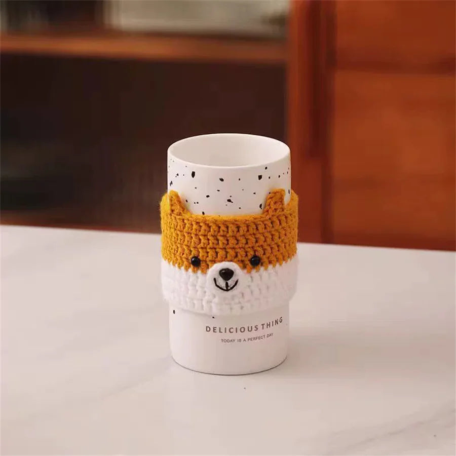 Hand-Knitted Wool Cup Sleeve – Heat-Insulating Drink Cover Wool Cup Sleeve Babs