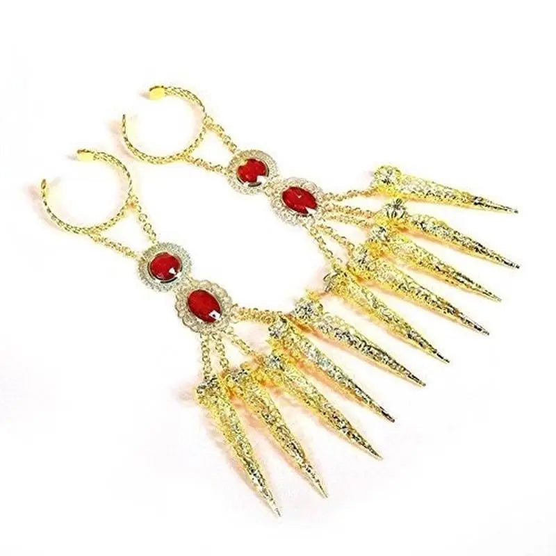 2pcs Belly Dance Gypsy Egyptian Bracelet Gold Finger Nails Dance Costume Jewelry Babs 1pair